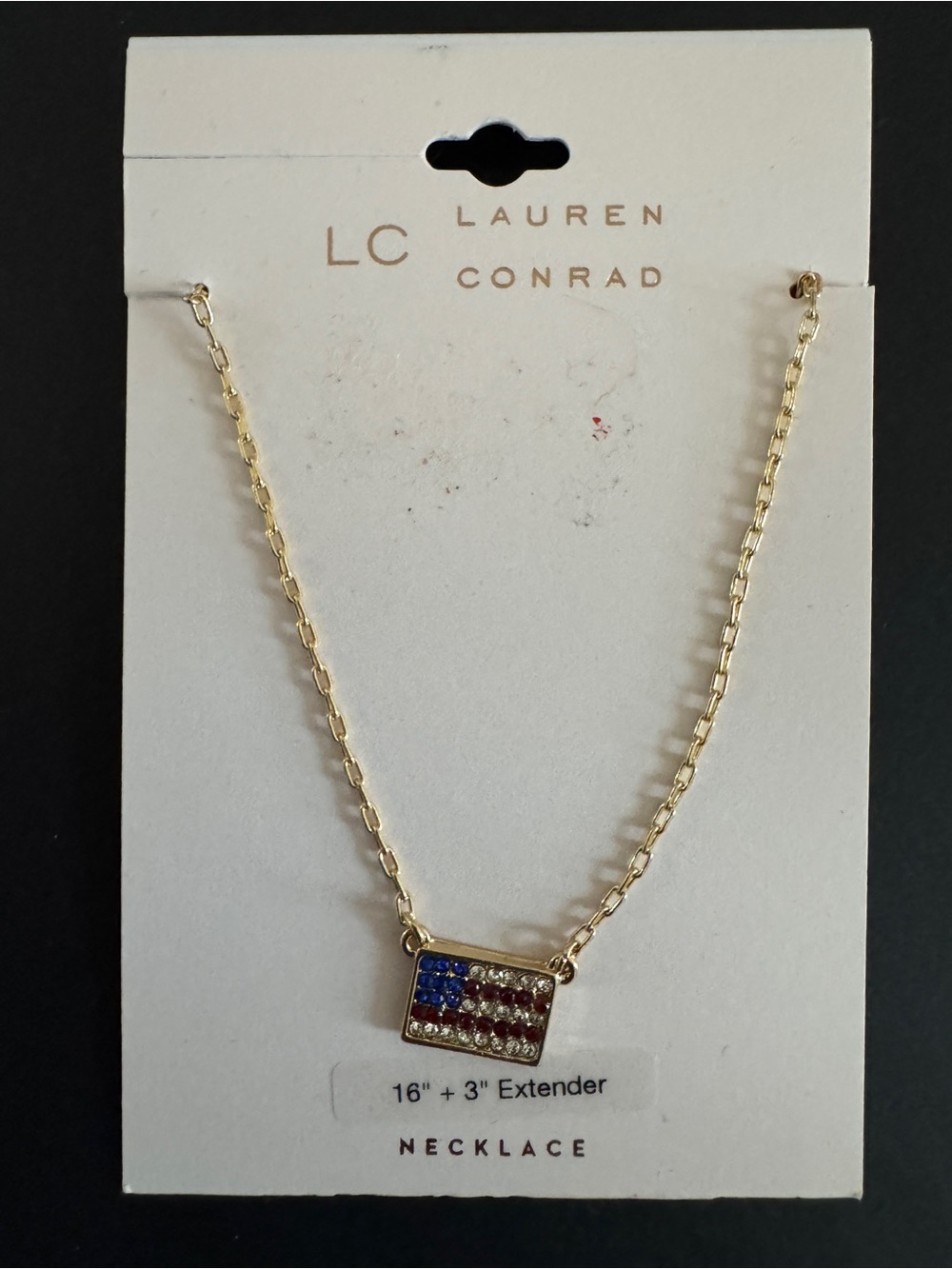 Lauren Conrad Gold-Tone American Flag Pendant Necklace - Red, White & Blue